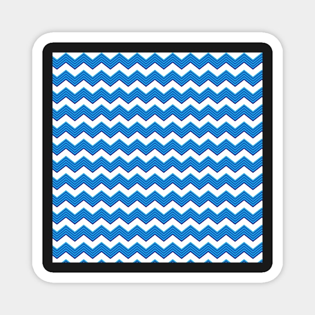 Dark and Light Blue Zig Zag Chevron Lines Repeat Pattern Magnet by 2CreativeNomads