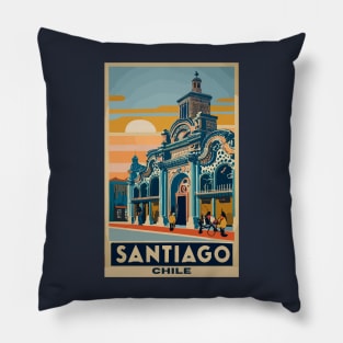 A Vintage Travel Art of Santiago - Chile Pillow