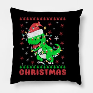 Tree Rex T-rex wrapped with Christmas Lights Christmas Tree Pillow