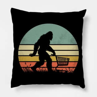 Bigfoot Holding a Shopping Cart Funny Vintage Shopper Pillow