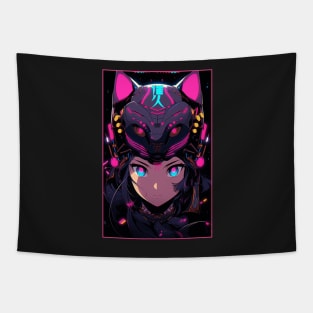 Anime Cat Girl | Quality Anime Design | Chibi Cat Girl Miaw | Manga Anime Art Tapestry