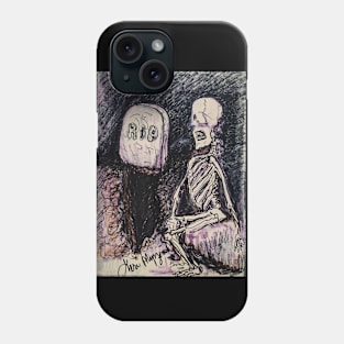 Skeleton hanging out at the graveyard Phone Case