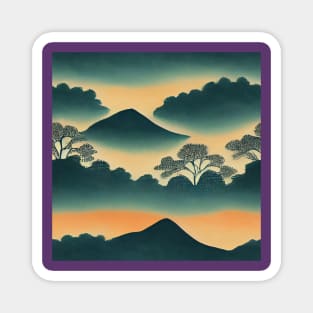 Mount Fuji Dawn Chiyogami Pattern Magnet