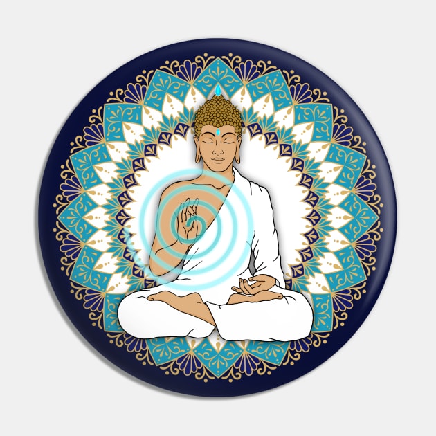 Mandala Abhaya Mudra Buddha Energy Spiral Pin by MandalaSoul