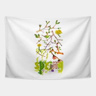 Spring leaves and branches Tapestry