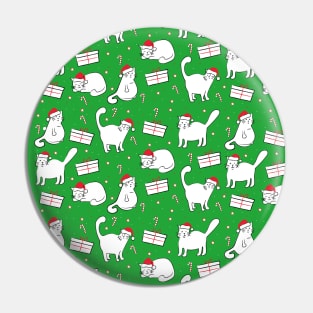 Fat Cats in Santa Hats Christmas Pattern Pin