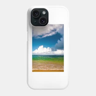 Green Seascape,Cumulus Clouds Over Deep Blue Sky Phone Case