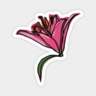 Pink Lily Flower Digital Painting Magnet