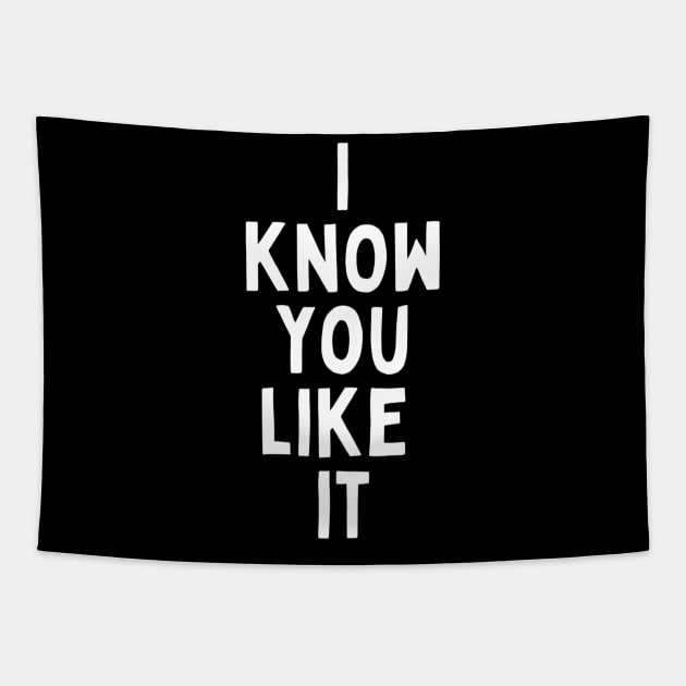 I Know You Like It Flirting Valentines Romantic Dating Desired Love Passion Care Relationship Goals Typographic Slogans For Man’s & Woman’s Tapestry by Salam Hadi