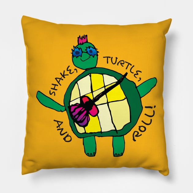 Way Cool Angi - Rock n' Roll Turtle! Pillow by SchaubDesign