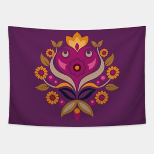 Norwegian Rosemaling Purple Folk Art ornament Tapestry