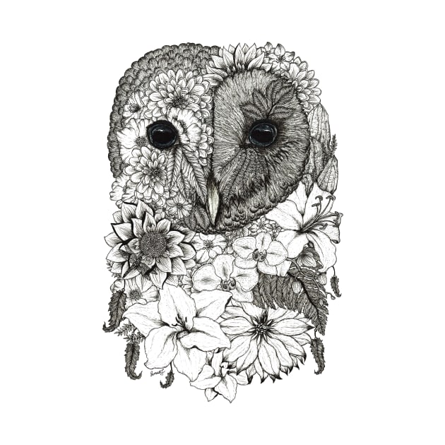 Floral Owl White Background by SamuelJ