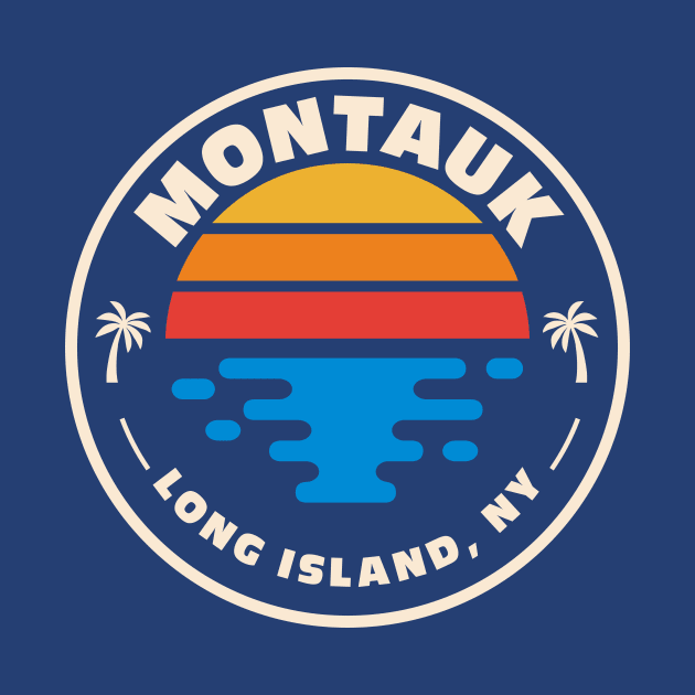 Retro Montauk Long Island New York Vintage Beach Surf Emblem by Now Boarding