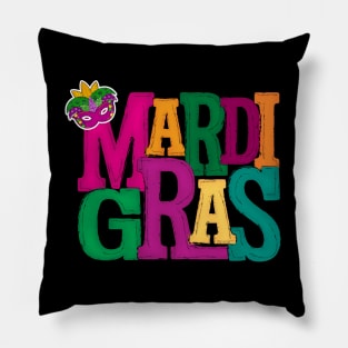 Mardi Gras Mask Masquerade Green Yellow Orange Pillow