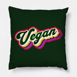 Colorful Retro Vegan Graphic Logo Pillow