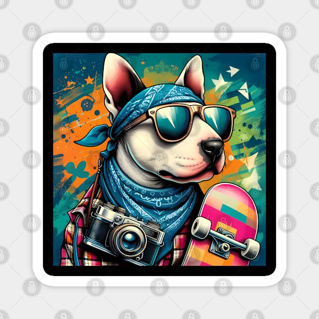 Funny Bull Terrier with Sunglasses Magnet by CreativeSparkzz