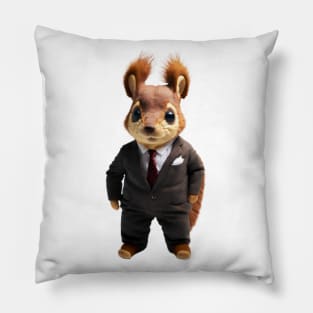 Cute Business Squirrel Plushie Design Pillow