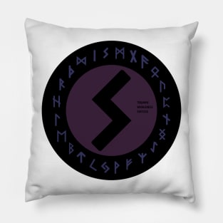 Purple Sowulo Futhark Rune Symbol Pillow