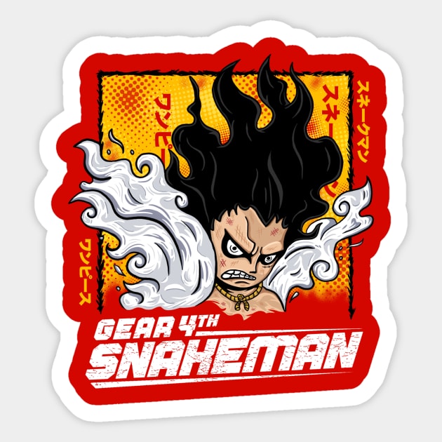 This is Luffy in gear 4 (Snakeman) Sticker for Sale by Gliphel