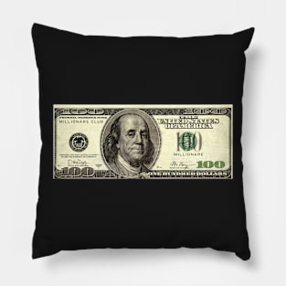 100 dollars, millionaire club Pillow