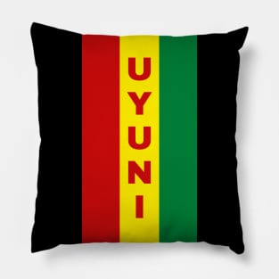 Uyuni City in Bolivian Flag Colors Vertical Pillow