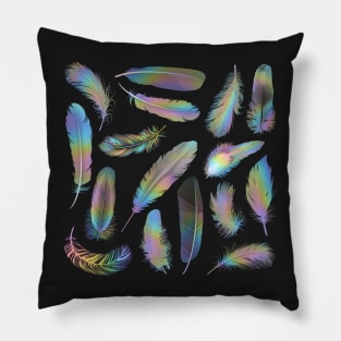 Iridescent Feathers Pillow