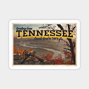 Greetings from Tennessee - Vintage Travel Postcard Design Magnet