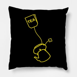 Tea bag and kettle (yellow print) Pillow