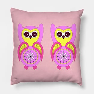 Twin birds pink baby owls Pillow