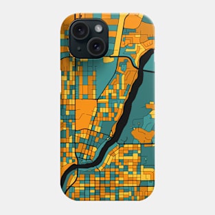 Saskatoon Map Pattern in Orange & Teal Phone Case