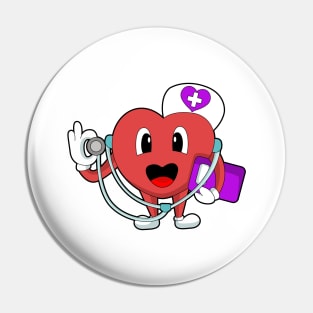 Nurse Heart Stethoscope Pin