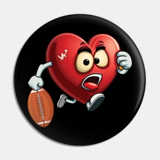 Heart American Football Valentines Day Boys Men Kids Sports Pin