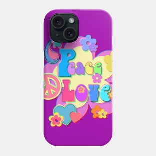 Glitch Peace and Love Flower Vintage Design Phone Case