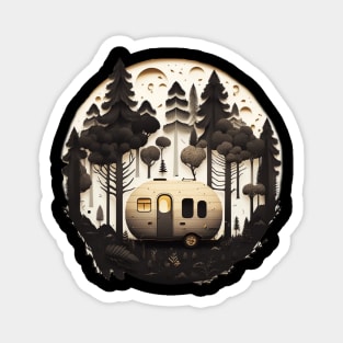 Camping Adventure in the Forest, Full Moon Night Magnet