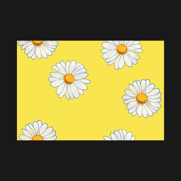 Daisies on yellow background by FrostedSoSweet