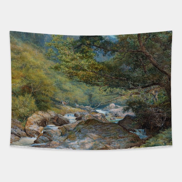 On the East Lyn, North Devon by William Henry Millais Tapestry by Classic Art Stall