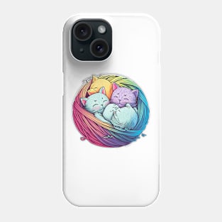 Colourful Kittens in a Ball of Yarn Phone Case