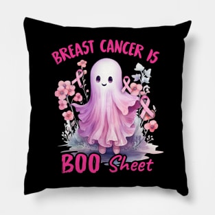 Breast Cancer Is Boo Sheet Halloween Breast Cancer Awareness graphic Pillow