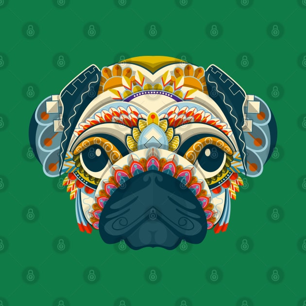 colorful pug head by Mako Design 