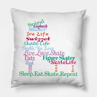 Colorful Figure Skate Words Design Pillow