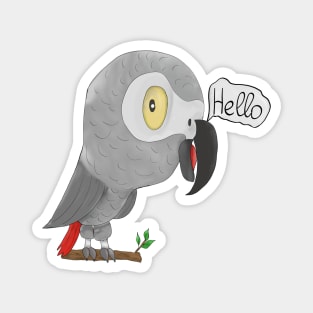 Funny african grey parrot Magnet