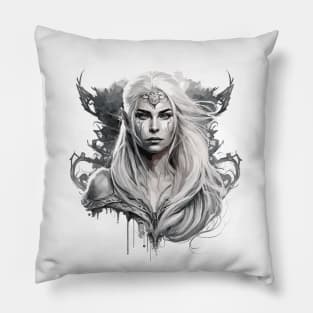 Woman Beauty Portrait Fantasy Painting Wild Life Adventure Pillow