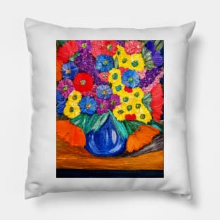 Bright and colorful abstract flowers Pillow