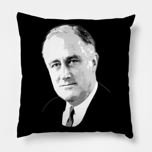 Franklin D. Roosevelt Black and White Pillow by Nerd_art