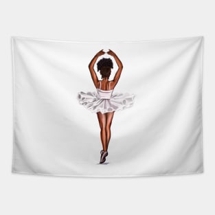 African American ballerina in white tutu #011- brown skin ballerina. Top 100 of the best. Tapestry