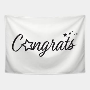 Congrats - Typography Congratulation greeting with stars Tapestry