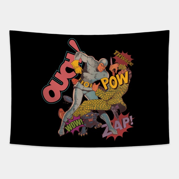 Ouch Pow Zap cartoon vintage comics design Tapestry by SpaceWiz95