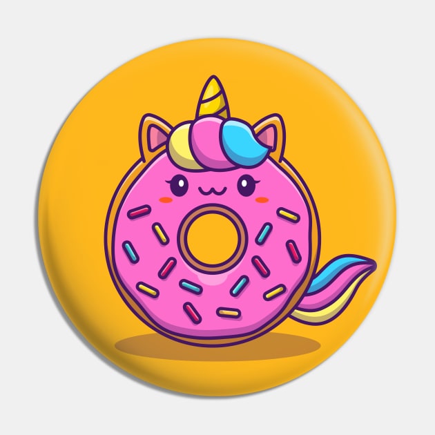 Cute Unicorn Doughnut Donut Cartoon Pin by Catalyst Labs