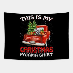 This Is My Christmas Pajama Shirt Lhasa Apso Truck Tree Tapestry