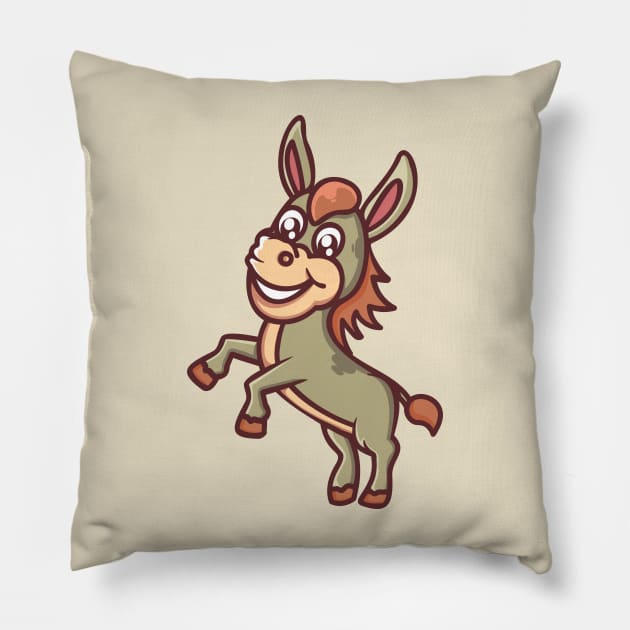 cute little prancing donkey Pillow by onama.std